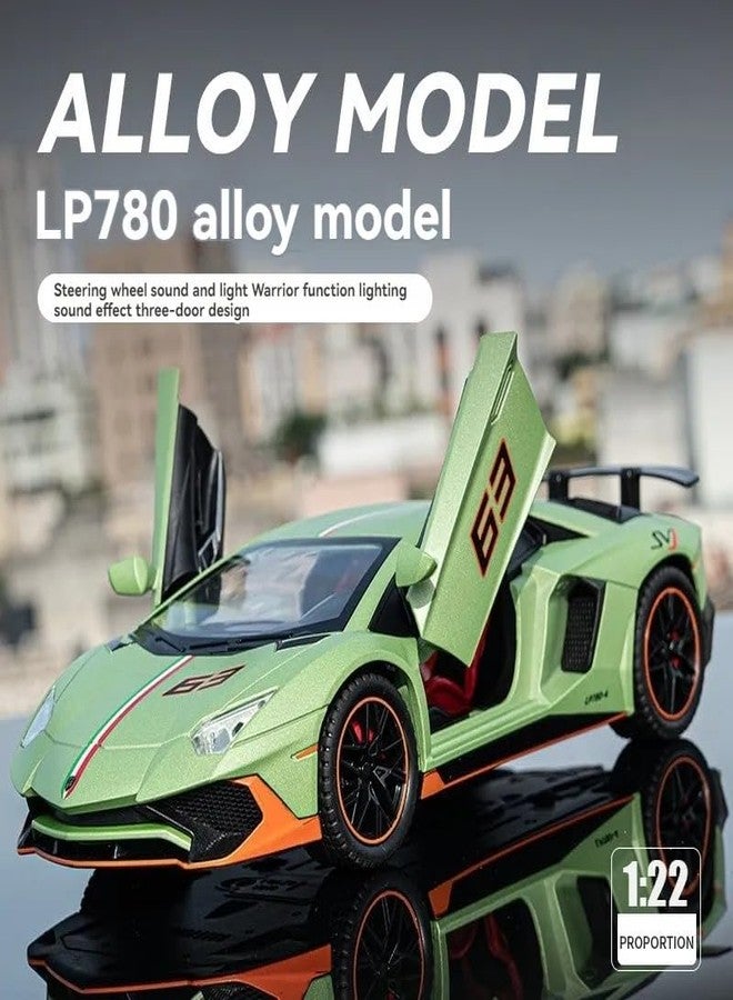 KENIRY Scale Exclusive Alloy Metal Pull Back Die-cast Car Model with Sound Light Mini Auto Toy for Kids Metal Model Toy Car with Sound and Light (1:24 Scale Lamborghini SVJ 63 -Green) - Image 2